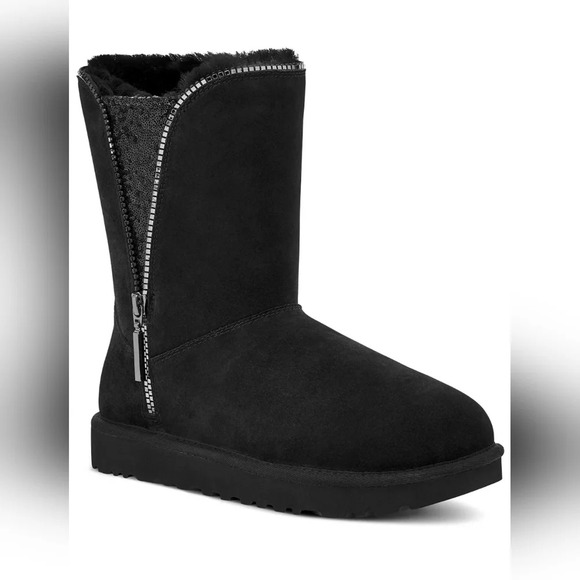 Ugg classic sequin zip sheepskin boots booties size 7 - Picture 1 of 9